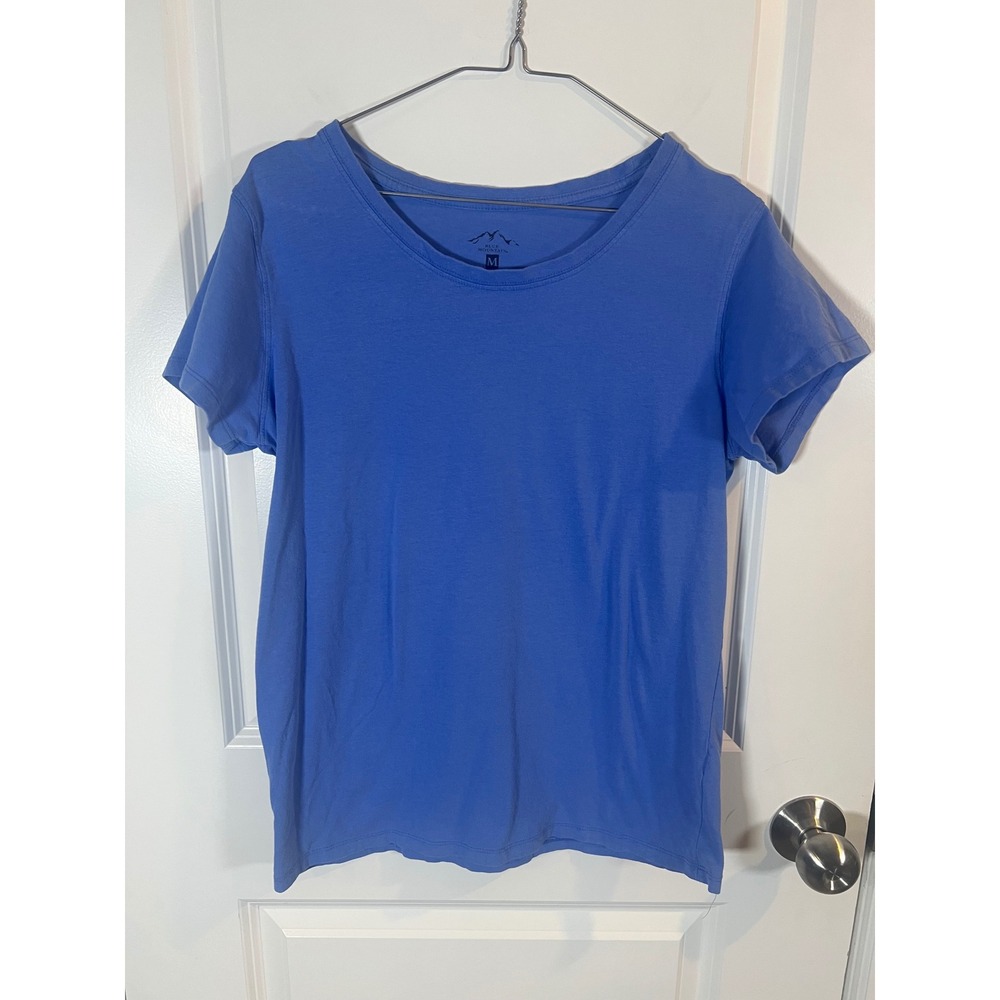 Blue Mountain Womens T-Shirt Cotton Spandex Stretch Blue Size M